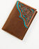 Cody James Men's Turquoise Underlay & Brown Tooled Trifold Wallet, Brown, hi-res