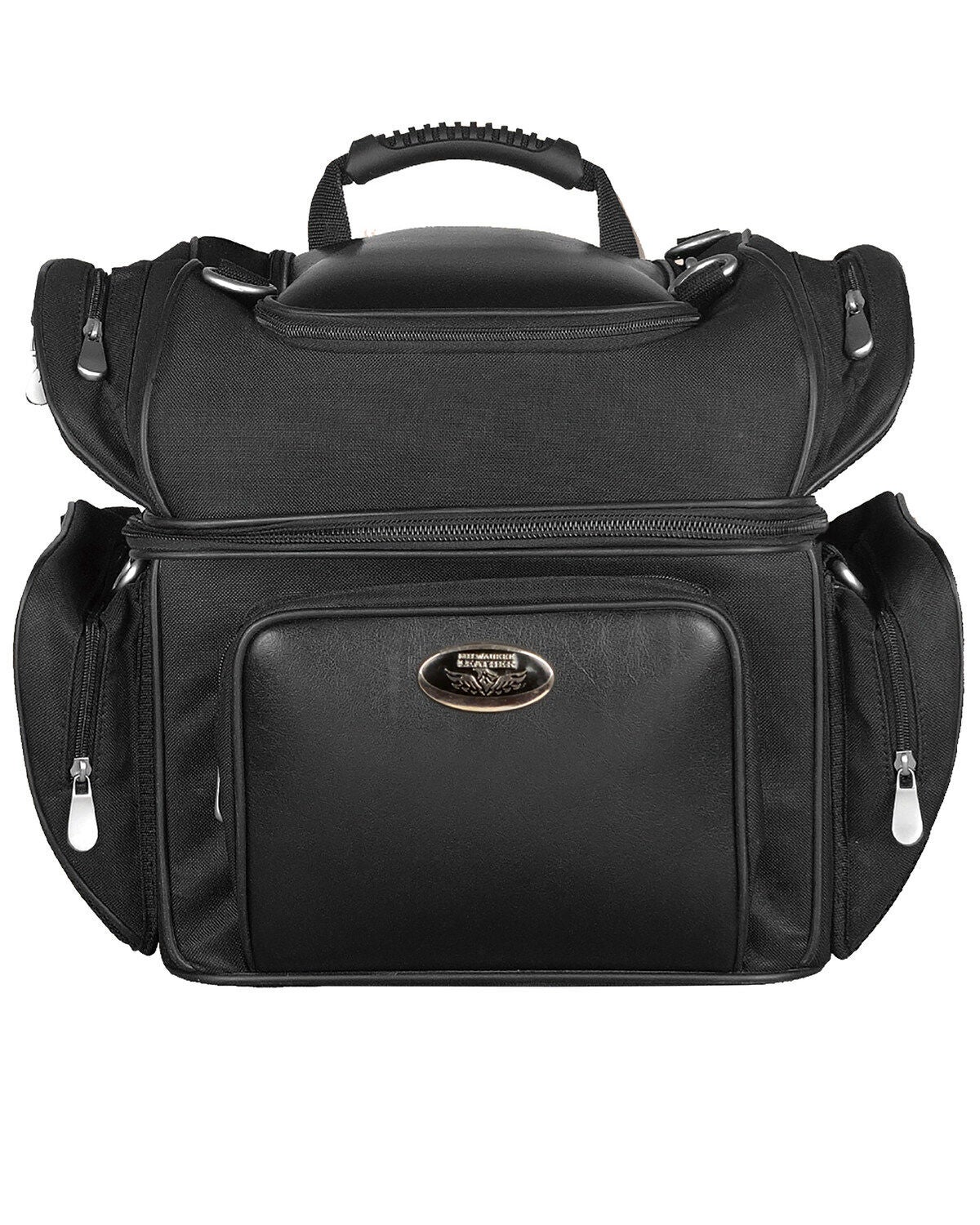 Milwaukee Leather Double Barrel Sissy Bar Bag, Black, hi-res