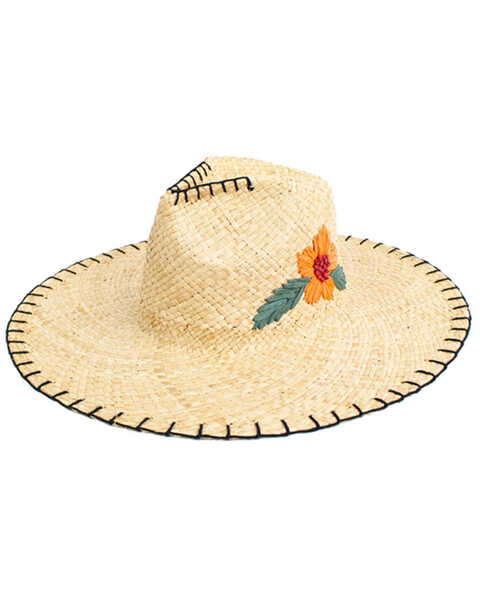 Peter Grimm Natural Delfina Flower Paper Straw Resort Hat , Natural, hi-res