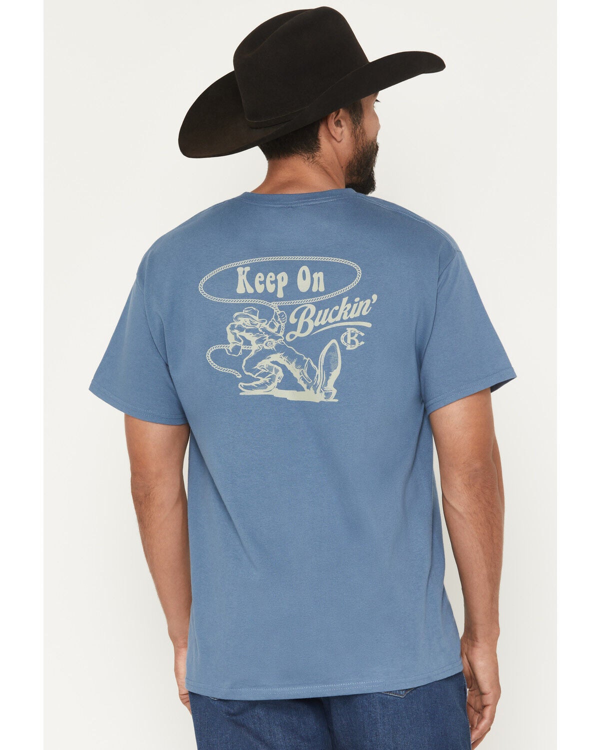 Bucking Chutes Men's Keep On Buckin Short Sleeve Graphic T-Shirt, Blue, hi-res