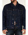Image #3 - Wrangler Men's Rodeo Dark Wash Lined Stripe Button-Front Denim Jacket , , hi-res