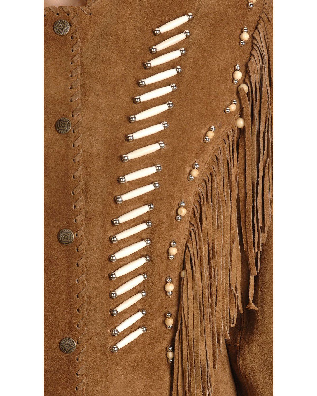 Image #2 - Liberty Wear Bone Bead & Fringe Leather Jacket - Plus, , hi-res