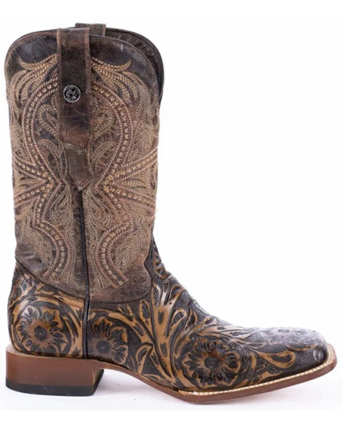 Product Name:  Tanner Mark Men's Hand Tooled Western Boots - Broad Square Toe