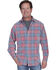 Scully Men's Yard Dye Corduroy Plaid Long Sleeve Western Shirt, Red, hi-res