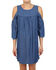 Image #1 - Glam Women's Tencel Cold Shoulder Mini Dress, Indigo, hi-res