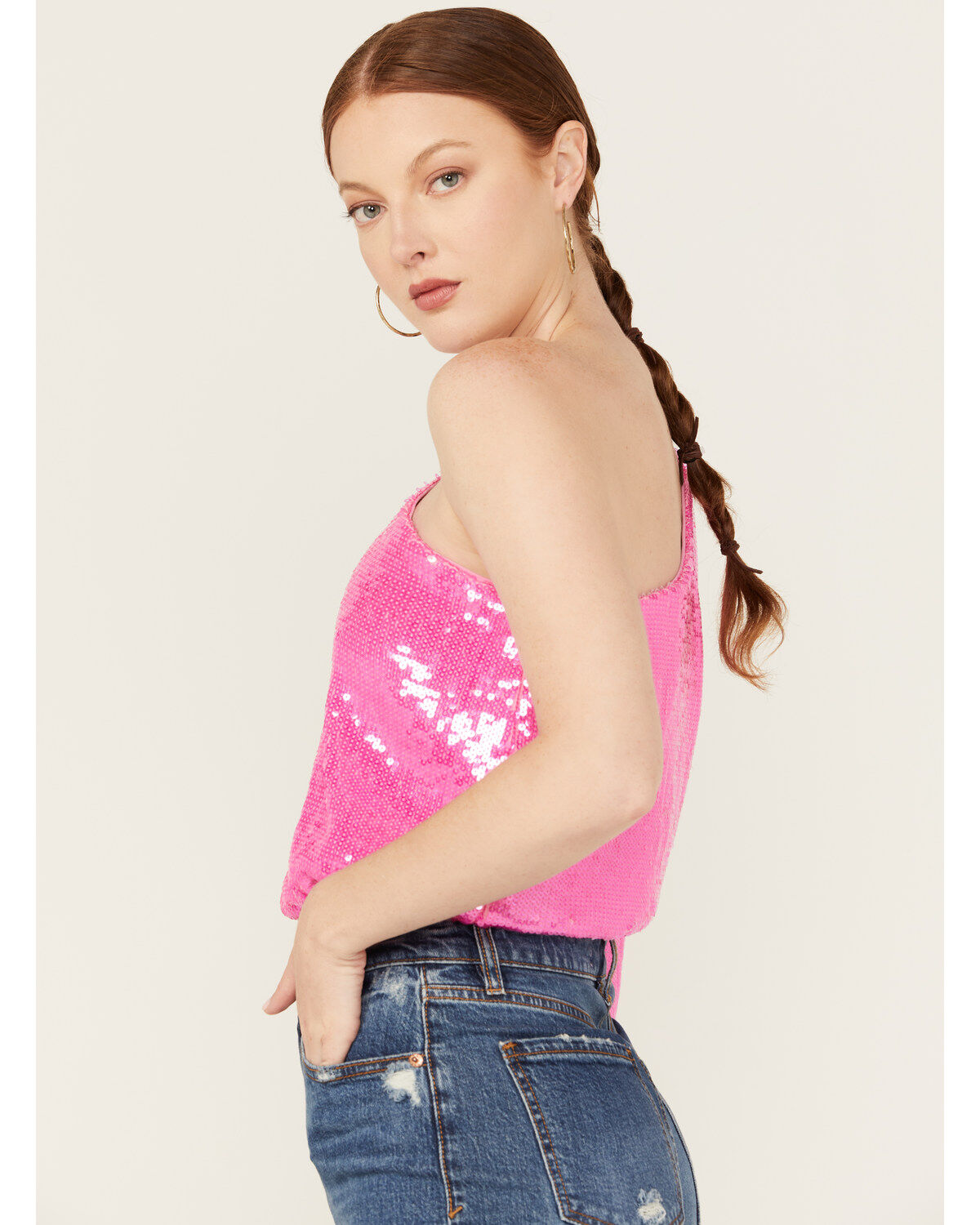 Image #2 - Show Me Your Mumu Women's Sequins Long Sleeve Party Top, Hot Pink, hi-res