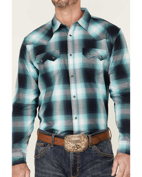 Image #3 - Cody James Men's Gateway Large Plaid Long Sleeve Snap Western Shirt , Navy, hi-res