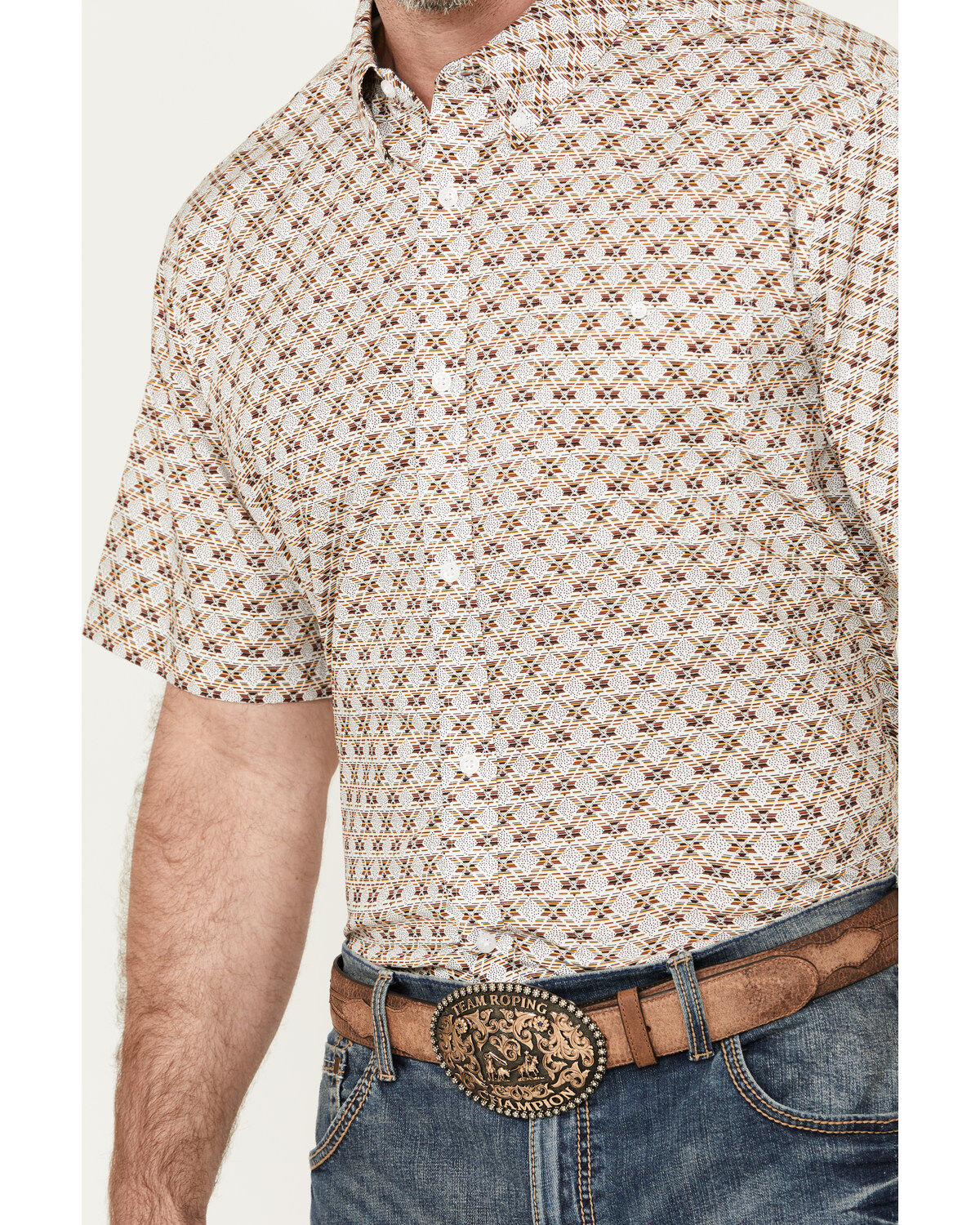 Image #3 - RANK 45® Men's Buckaloo Print Short Sleeve Button-Down Stretch Western Shirt, Multi, hi-res