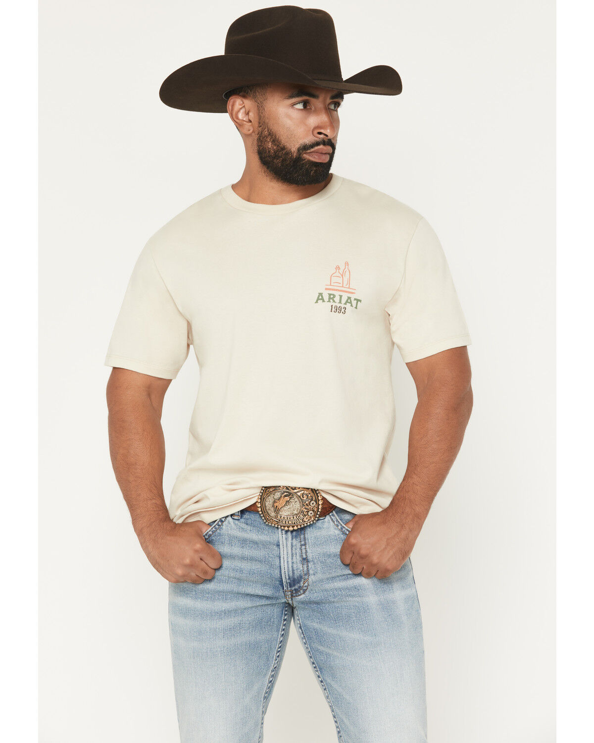 Image #2 - Ariat Men's Mezcal Logo Short Sleeve Graphic T-Shirt, Natural, hi-res