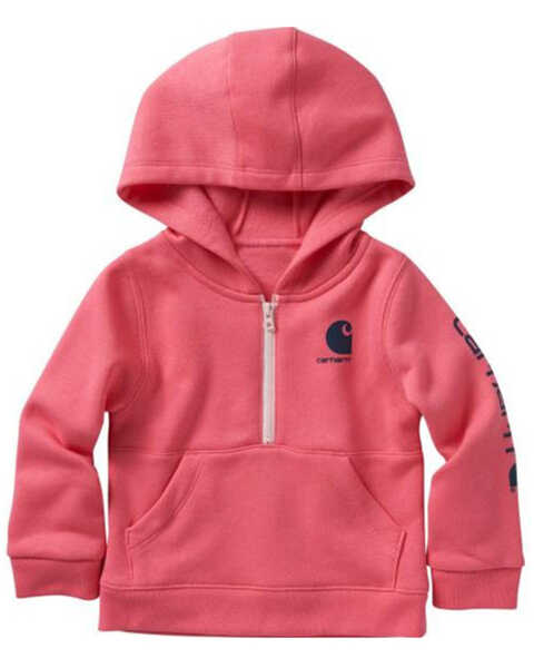 Carhartt Toddler Girls' Long Sleeve Half-Zip Pullover Sweatshirt , Pink, hi-res