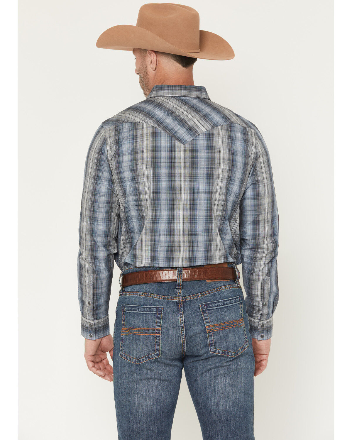 Image #4 - Cody James Men's Wild Creek Plaid Print Long Sleeve Snap Western Shirt, Blue, hi-res