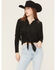 Image #2 - Idyllwind Women's McKinney Faux Suede Long Sleeve Fringe Top, Black, hi-res