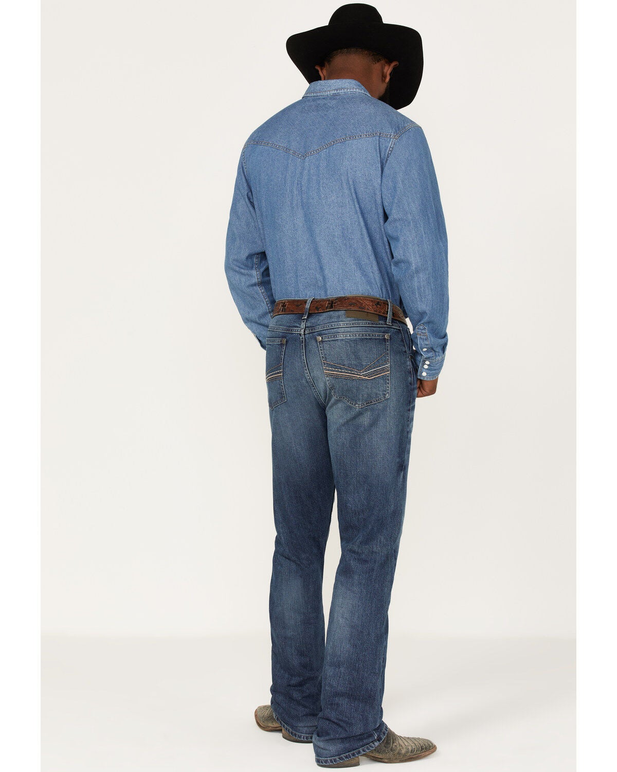 Image #4 - Wrangler 20X Men's 42MWX Cowboy Gardens Medium / Dark Wash Vintage Bootcut Stretch Denim Jeans - Long, , hi-res