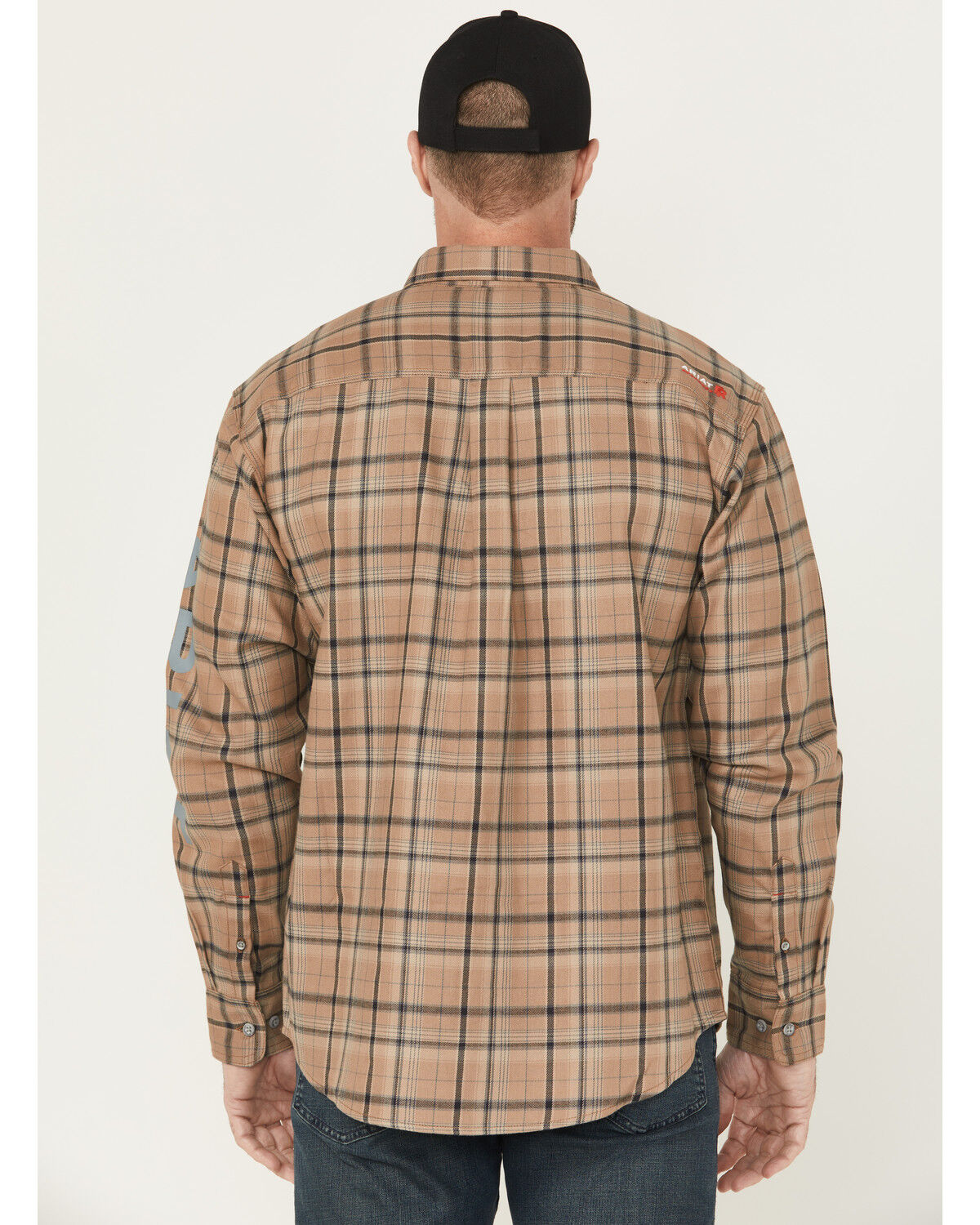 Image #4 - Ariat Men's FR Dean Plaid Print Long Sleeve Button-Down Work Shirt, Khaki, hi-res
