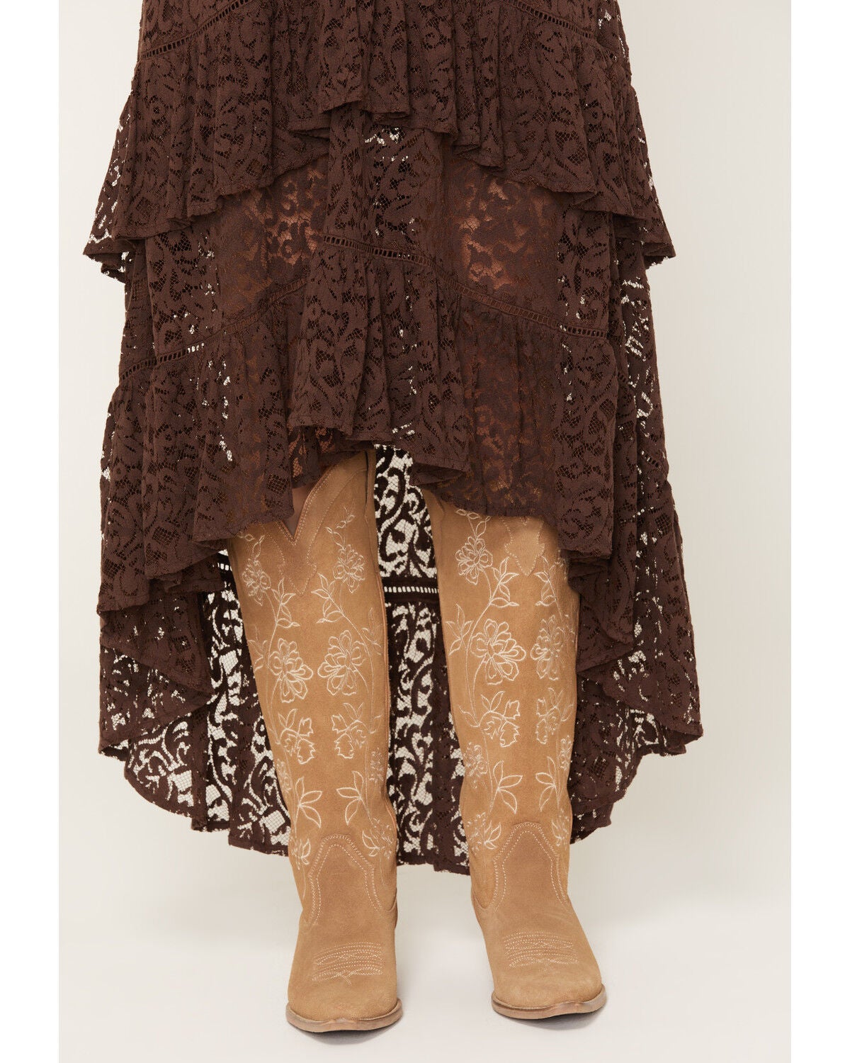 Image #2 - Shyanne Women's Mae High-Low Lace Midi Skirt, Cognac, hi-res