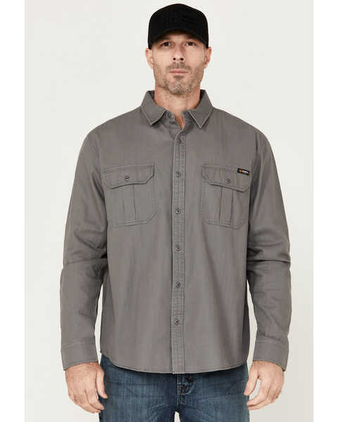 Hawx Men's Long Sleeve Button-Down Work Shirt , Medium Grey, hi-res