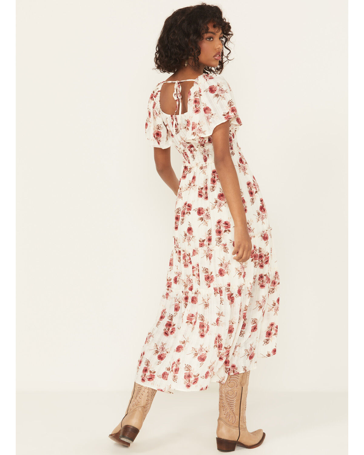 Image #4 - Wild Moss Women's Floral Print High-Low Dress, Ivory, hi-res