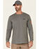 Image #1 - Hawx Men's Charcoal Original Logo Crew Long Sleeve Work T-Shirt, , hi-res
