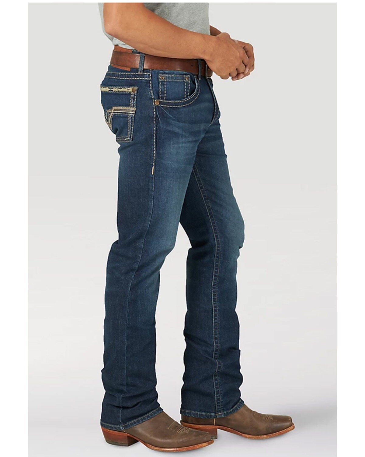 Men's Wrangler Rock 47 by Ruckett Dark Wash Stretch Slim Straight Jean