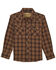 Image #1 - Wrangler Retro Boys' Plaid Print Long Sleeve Snap Western Shirt, Brown, hi-res