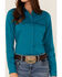 Image #3 - RANK 45® Women's Vented Performance Outdoor Long Sleeve Snap Western Shirt, Teal, hi-res