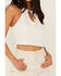 Image #3 - Shyanne Women's Textured Floral Halter Keyhole Tank Top, Ivory, hi-res