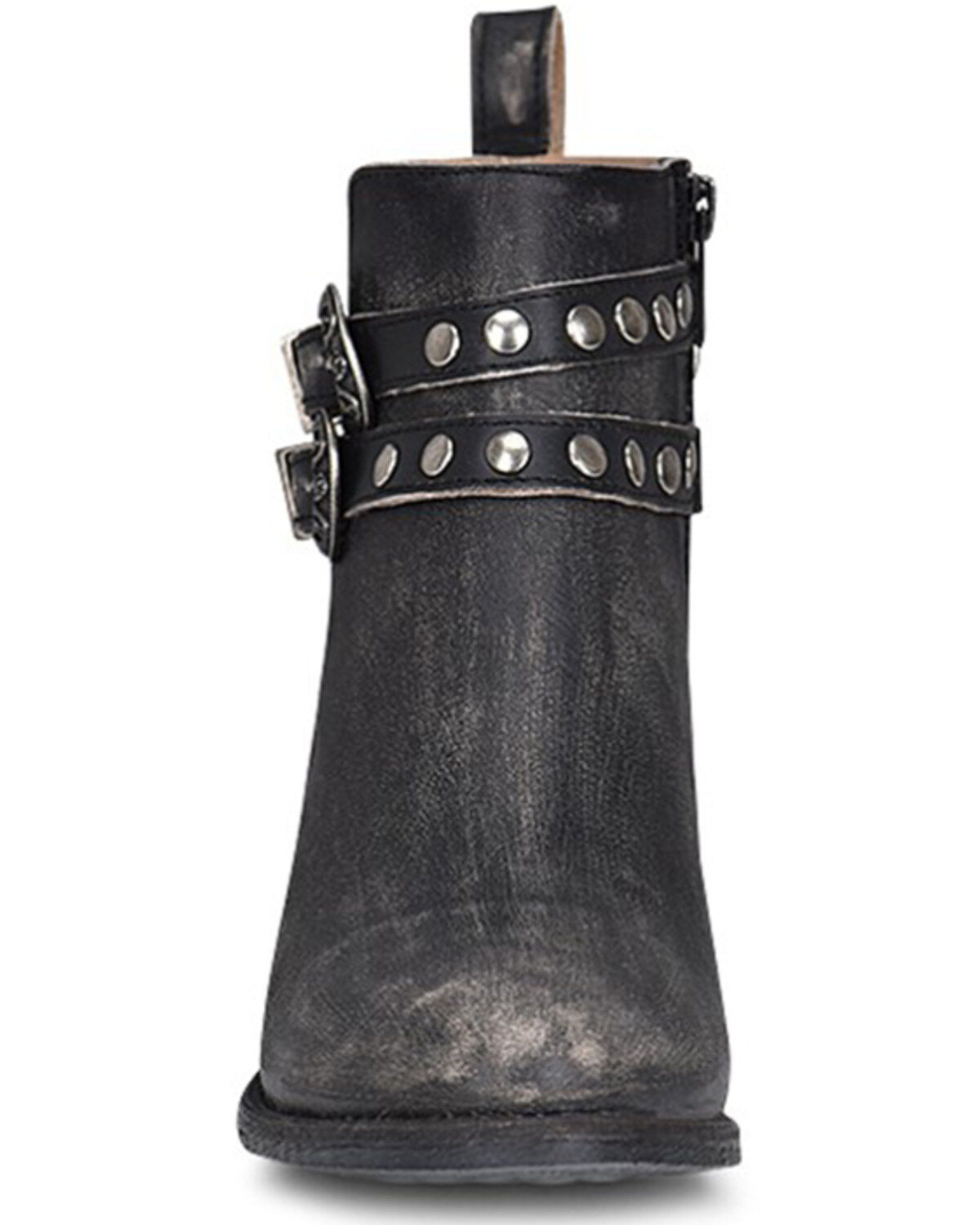 Image #3 - Circle G Women's Studded Harness Booties - Round Toe, Black, hi-res