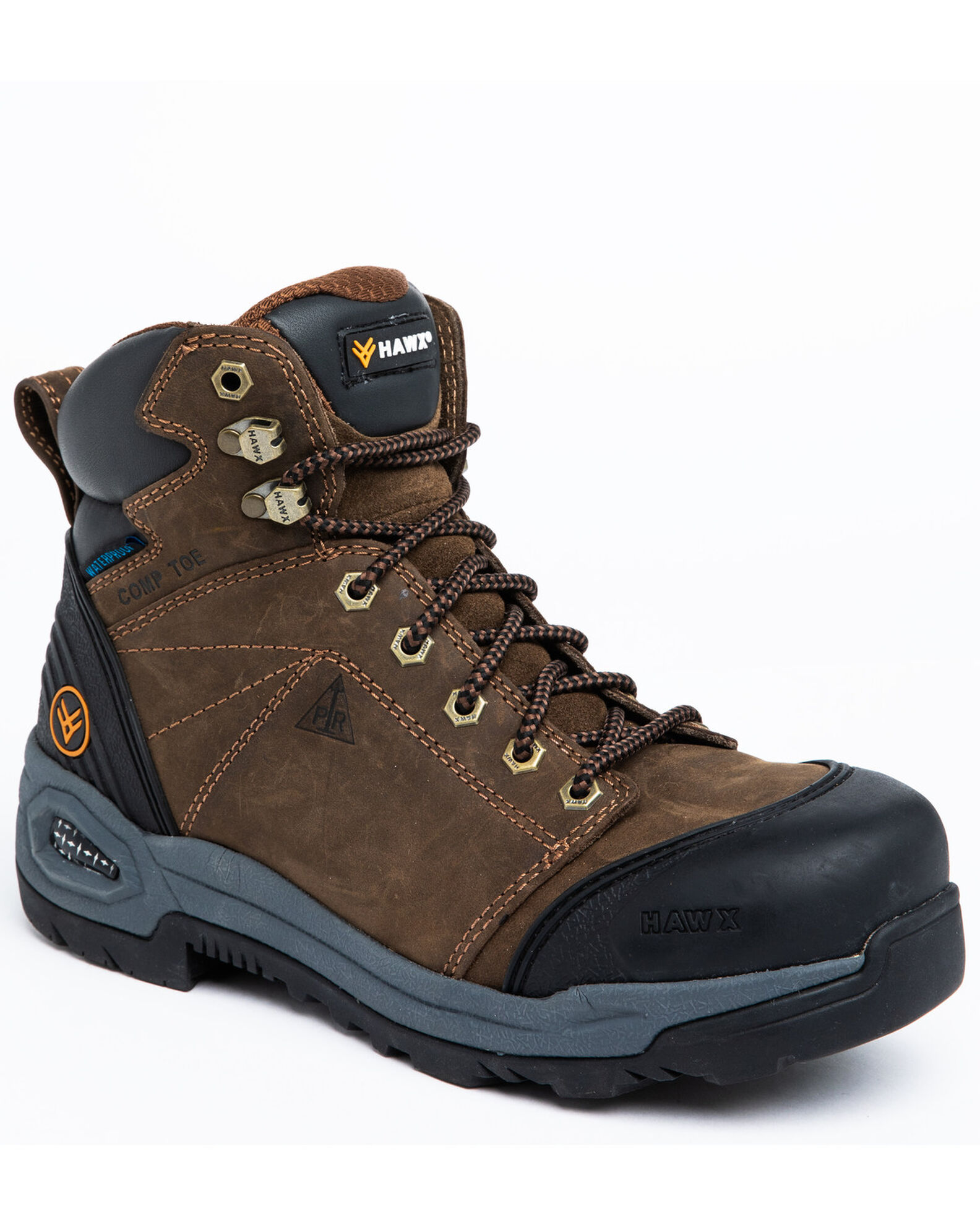 Image #1 - Hawx Men's 6" Crew Lace-To-Toe Work Boots - Composite Toe, Dark Brown, hi-res