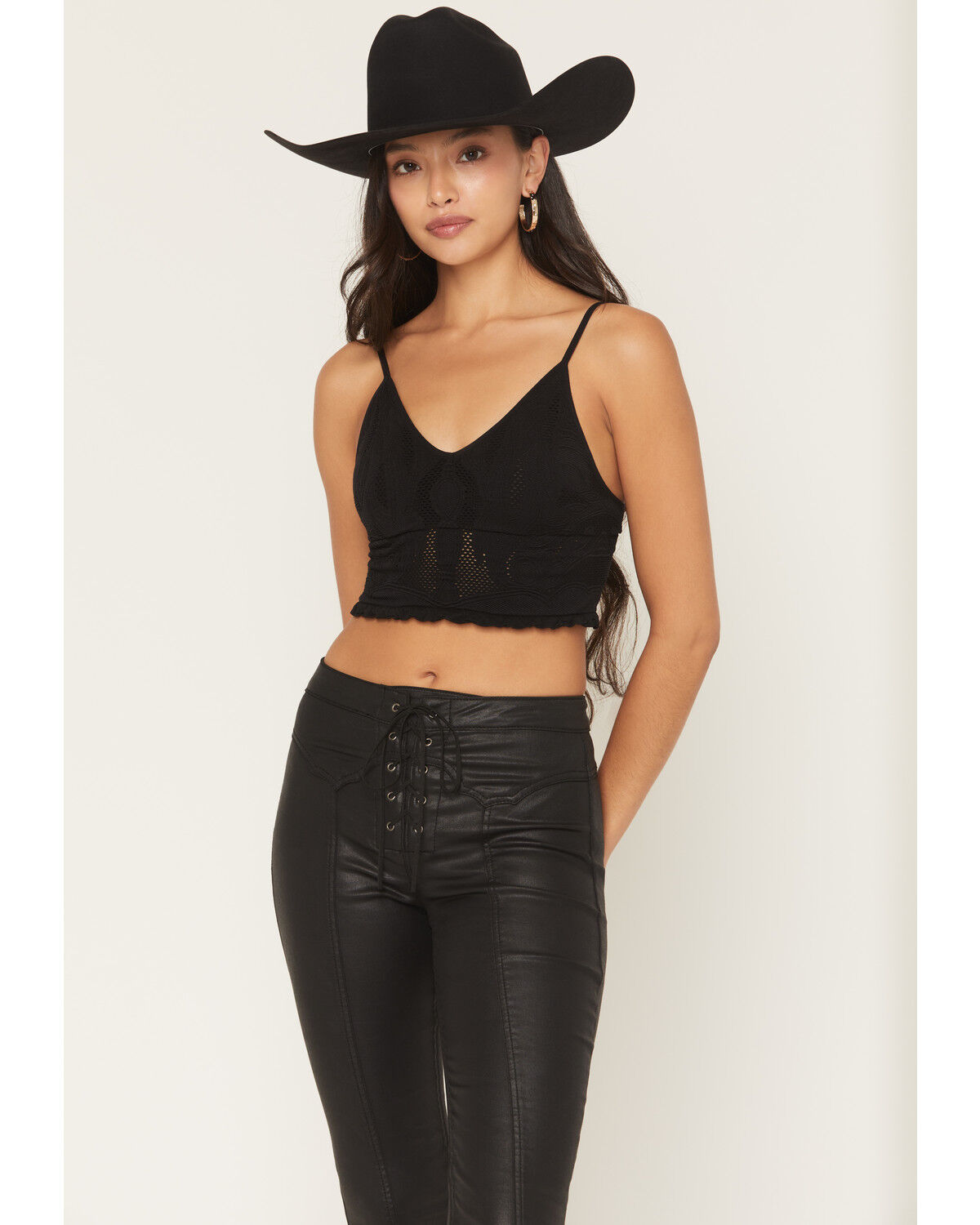 Image #1 - Fornia Women's Boot Stitch Sleeveless Cropped Tank Top, Black, hi-res