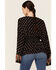 Angie Women's Bell Sleeve Floral Border Print Top, Black, hi-res