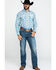 Wrangler Men's Plaid Ram Logo Long Sleeve Western Shirt , Blue, hi-res