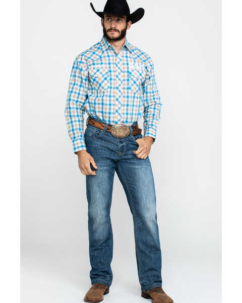 Image #6 - Wrangler Men's Plaid Ram Logo Long Sleeve Western Shirt , , hi-res