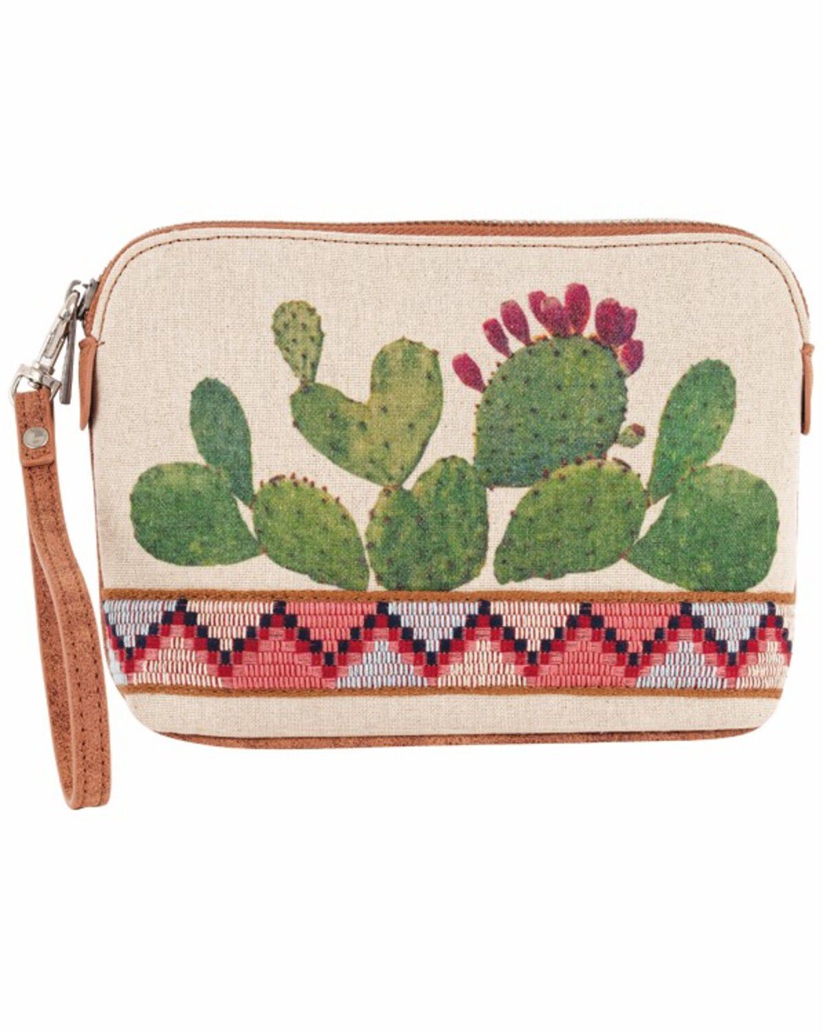 Image #1 - Catchfly Women's Prickly Pear Cactus Cosmetic Pouch, Brown, hi-res