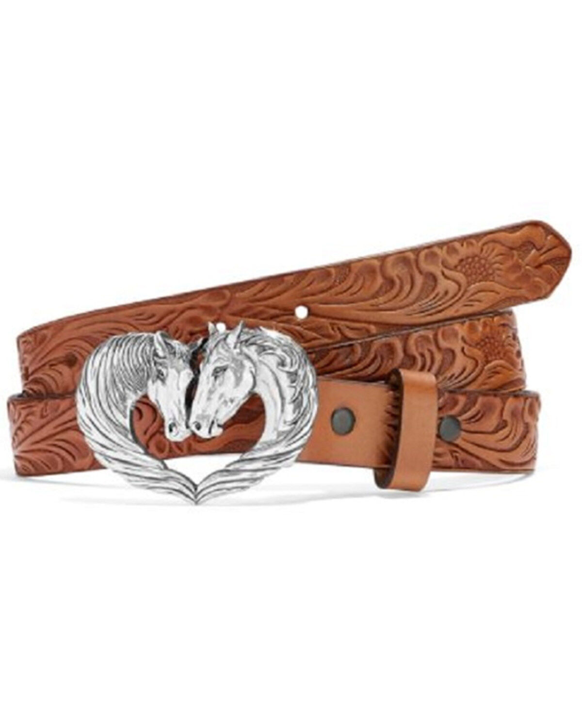 Image #1 - Justin Girls' Spirit Heart Horse Western Belt, Tan, hi-res
