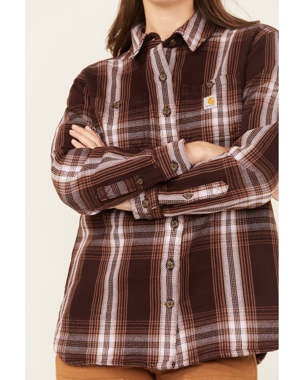Image #3 - Carhartt Women's Loose Fit Twill Shacket, Lavender, hi-res