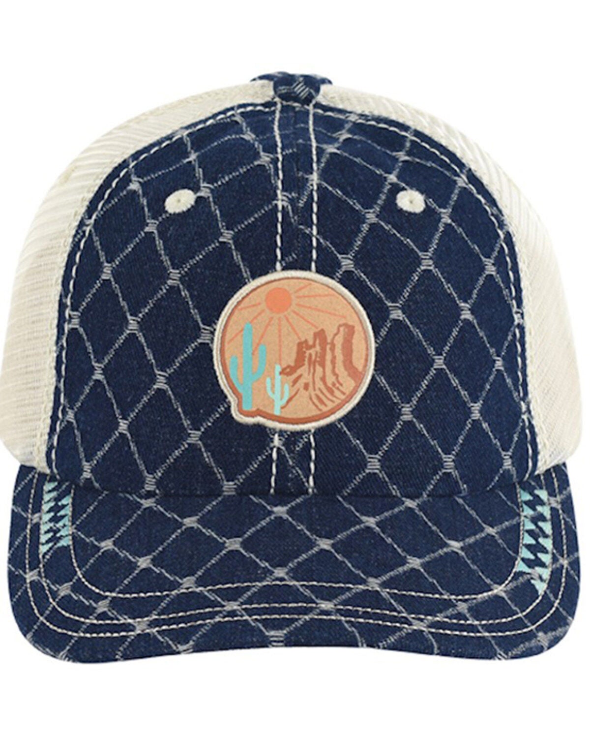 Trenditions Women's Catchfly Denim Diamond Weave And Desert Baseball Cap, Navy, hi-res