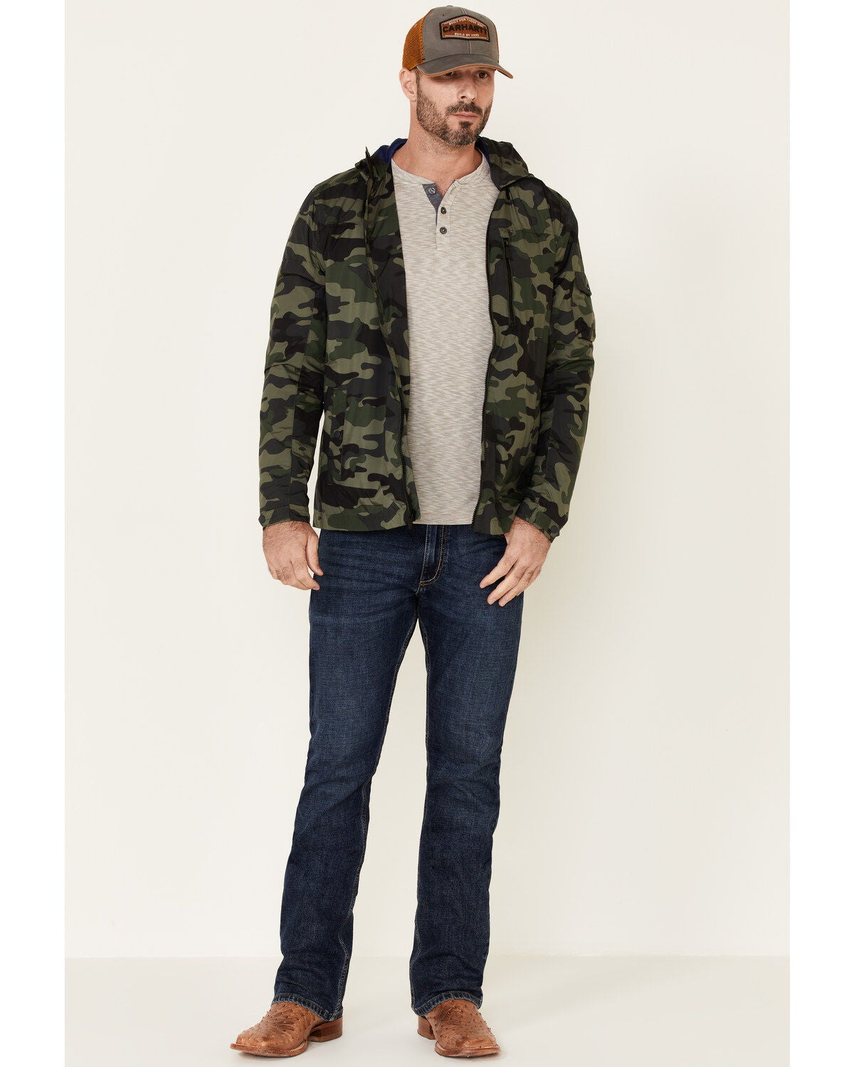 Flag & Anthem Men's Byron Camo Print Hooded Windbreaker Jacket, Green, hi-res