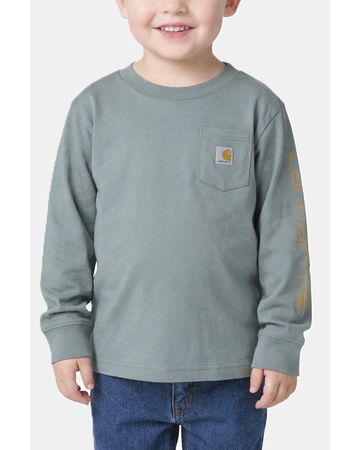 Carhartt Toddler Boys' Pocket Logo Long Sleeve T-Shirt, Green, hi-res