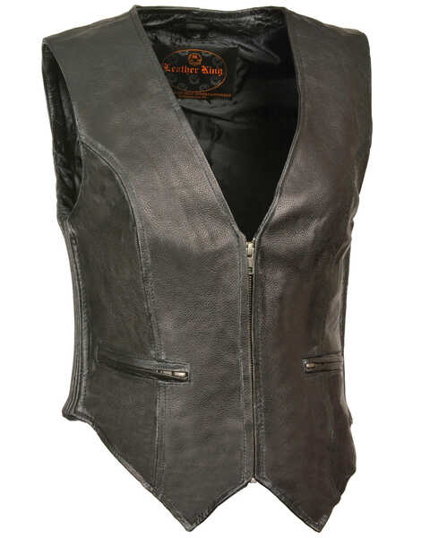 Milwaukee Leather Women's Zipper Front Side Stretch Vest - 5X, Black, hi-res