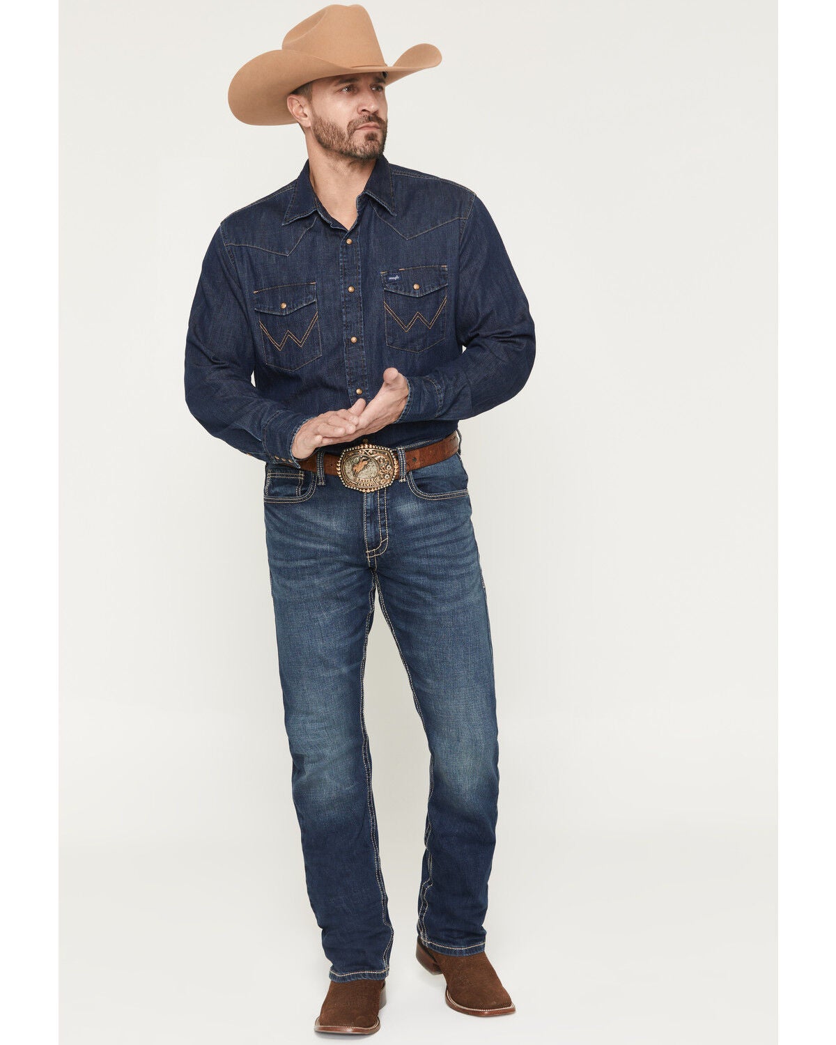 Wrangler 20X Men's Midland 42 Vintage Slim Bootcut Stretch Denim Jeans, Denim, hi-res