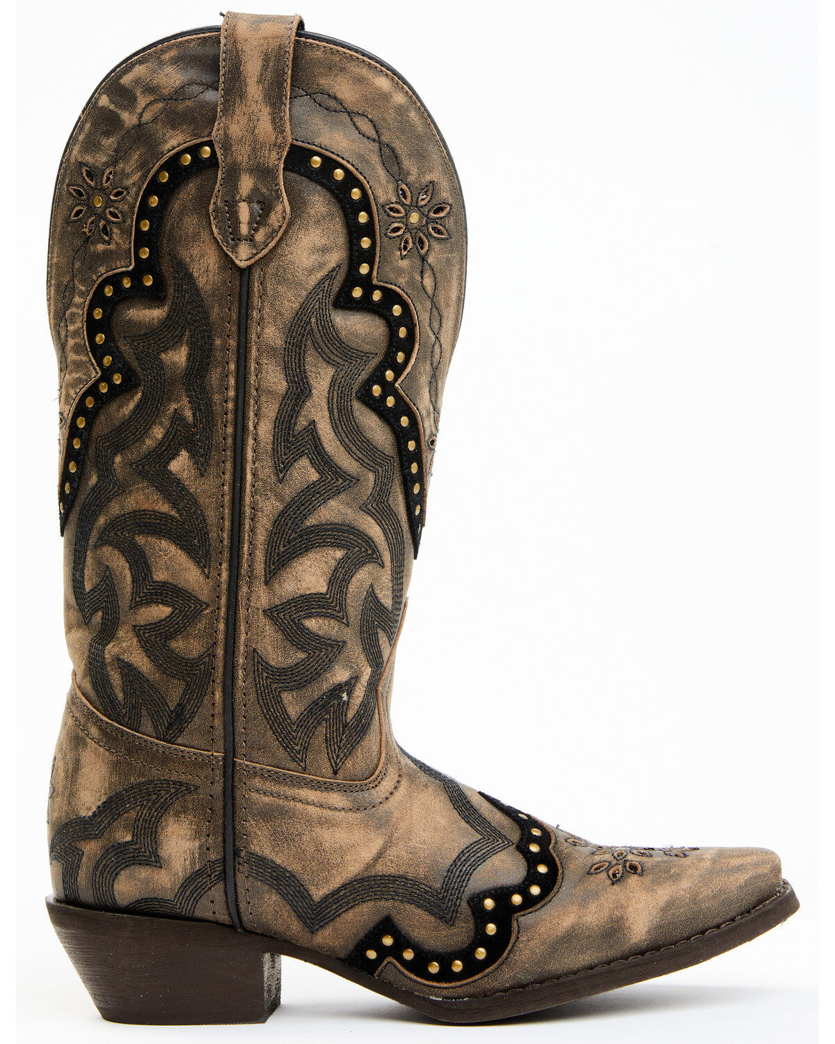 Image #2 - Laredo Women's Skyla Floral Studded Western Performance Boots - Snip Toe, Dark Brown, hi-res