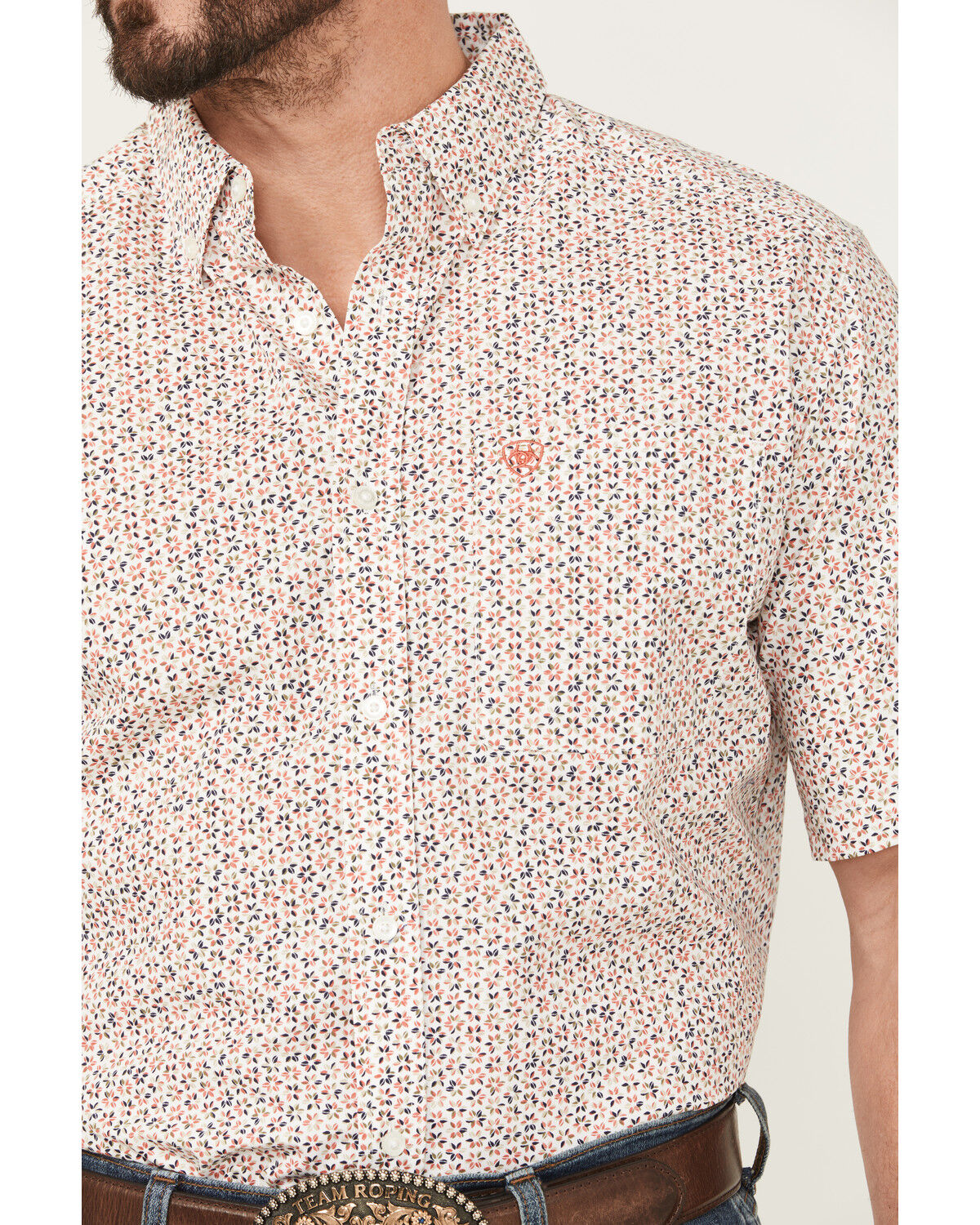 Image #3 - Ariat Men's Chapman Printed Short Sleeve Button-Down Western Shirt - Big, White, hi-res