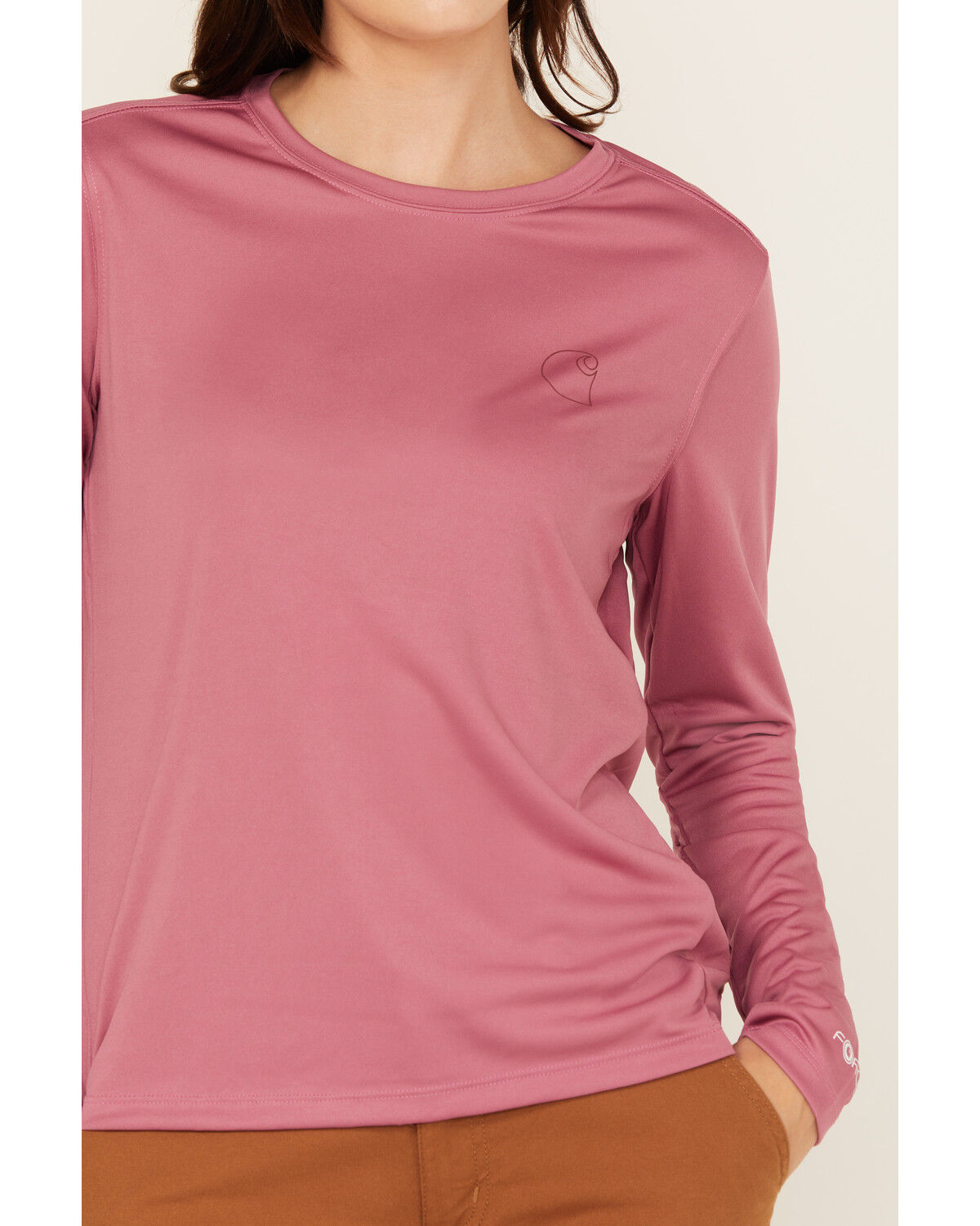 Image #3 - Carhartt Women's Force® Sun Defender Lightweight Long Sleeve Graphic Work T-Shirt, Dark Pink, hi-res
