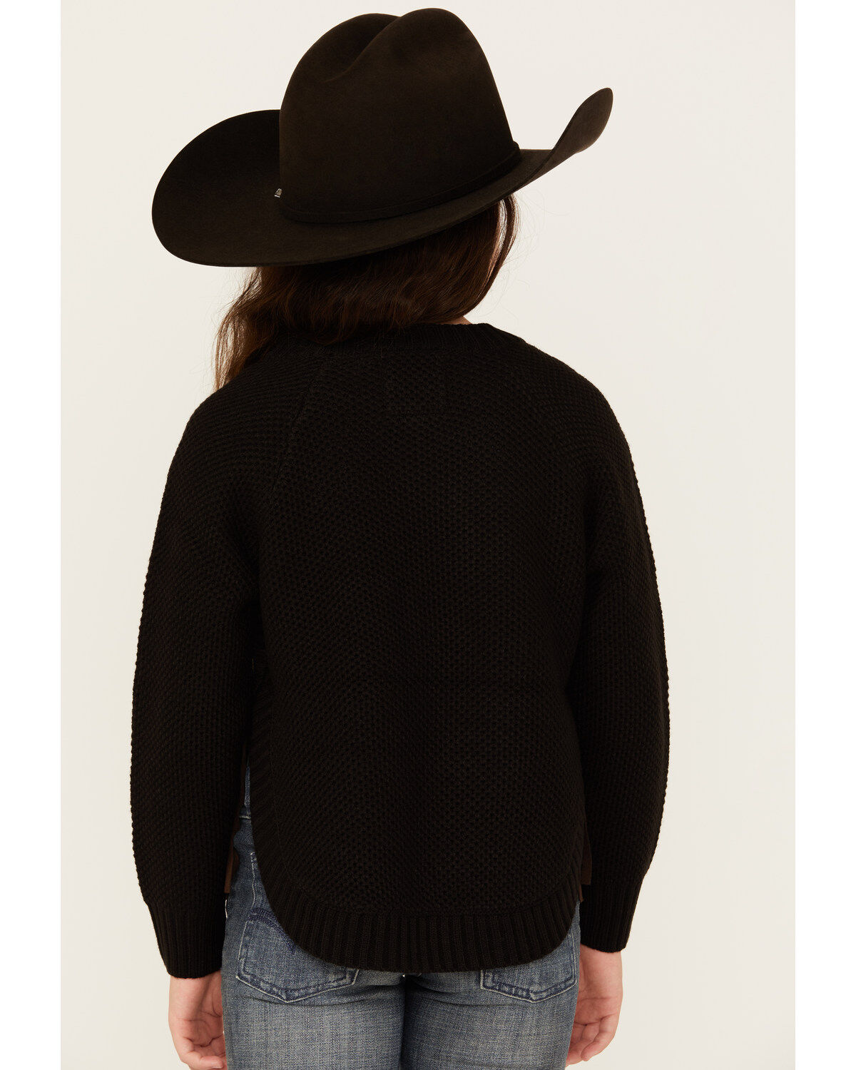 Image #4 - Cotton & Rye Girls' Boot Applique Round Bottom Sweater, Black, hi-res
