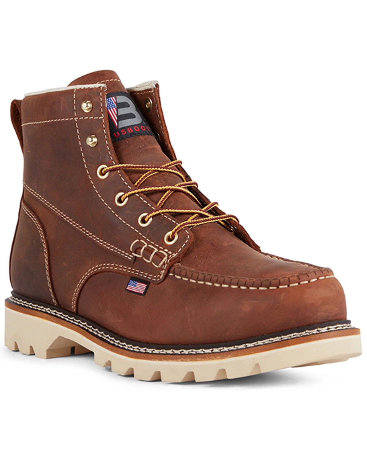 Image #1 - US Boot Men's 6" Alpha Moc Work Boots - Composite Toe, Brown, hi-res