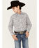Rock & Roll Denim Men's Paisley Print Long Sleeve Snap Western Shirt , White, hi-res