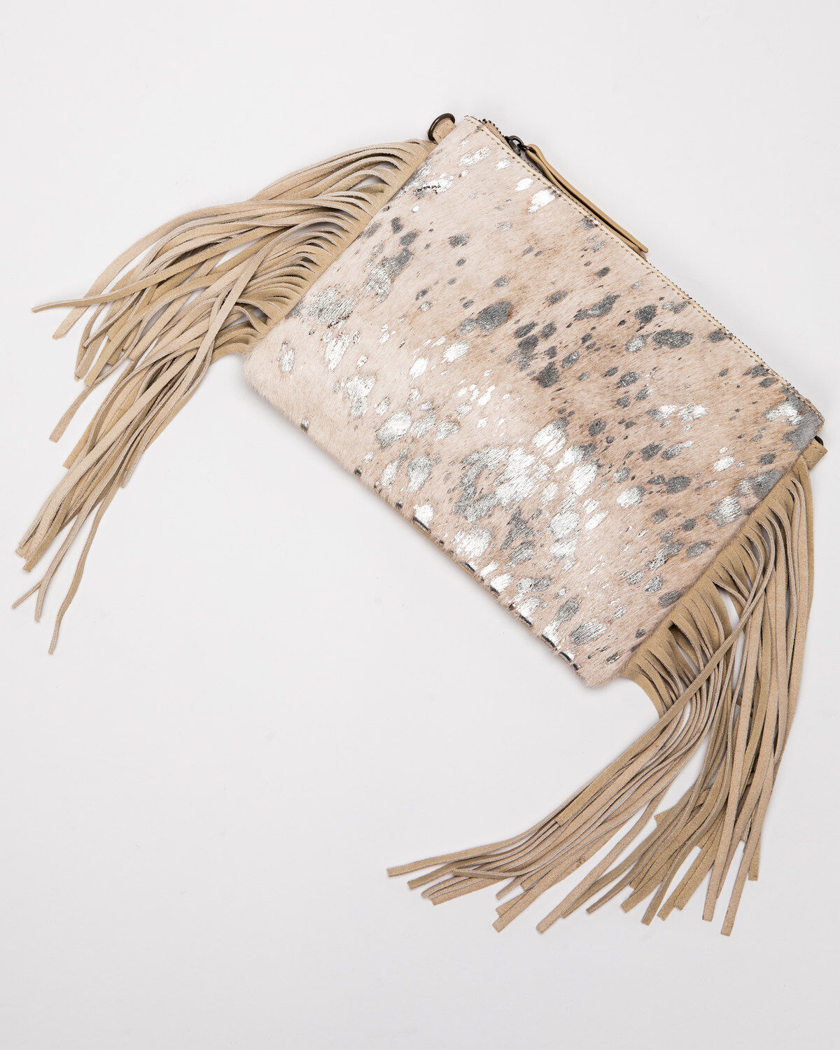Image #1 - Shyanne Women's Grey Glitter Inlay With Fringe Crossbody Bag, Silver, hi-res