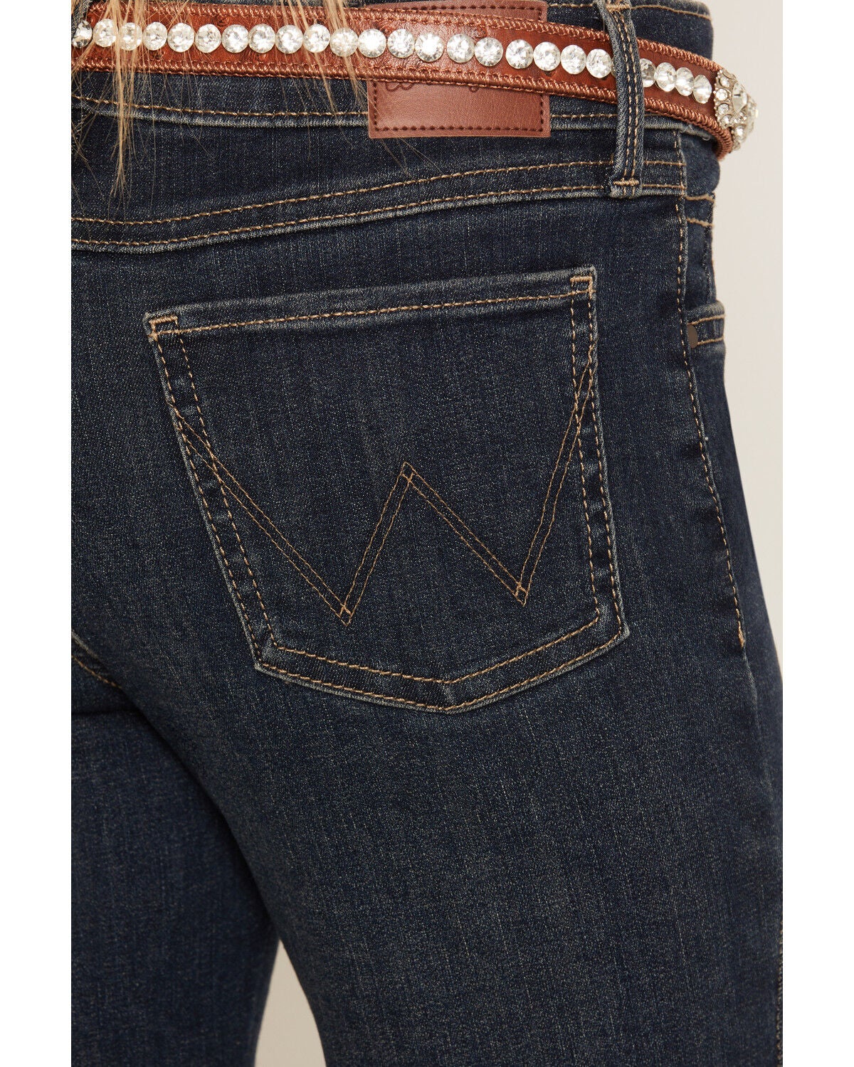 Image #4 - Wrangler Girls' Dark Wash Bespoke Trouser Stretch Denim Jeans, Dark Wash, hi-res
