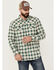 Image #1 - Moonshine Spirit Men's Last Call Dobby Plaid Print Long Sleeve Pearl Snap Western Shirt, Natural, hi-res