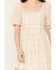 En Creme Women's Gingham and Dot Print Short Sleeve Mini Dress, Sand, hi-res